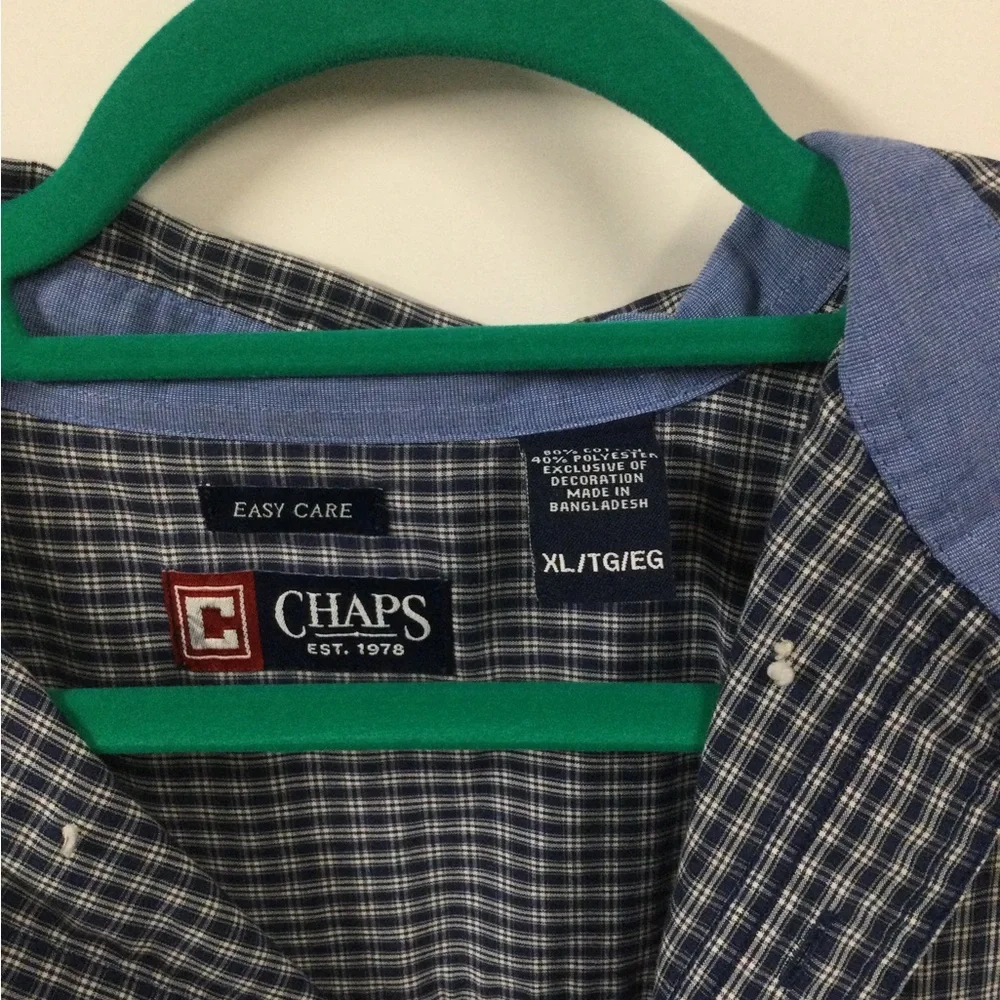 Chaps Men's Navy and Gray Check Button-Down Shirt